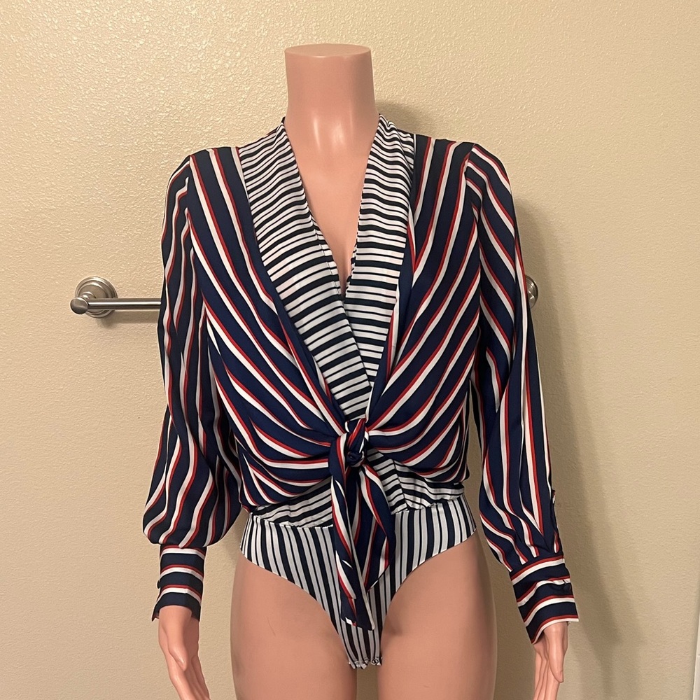 Zara Navy and Red Striped Bodysuit. Size M. Great Fit!